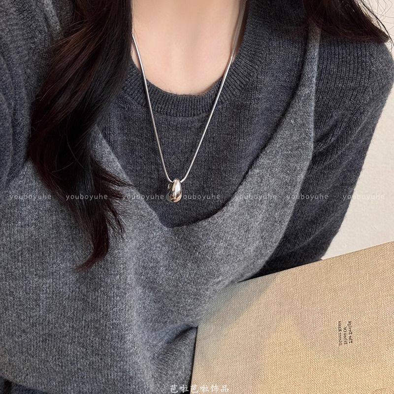 极简风水滴吊坠项链女秋冬长款卫衣毛衣链休闲百搭轻奢高级感配饰详情5