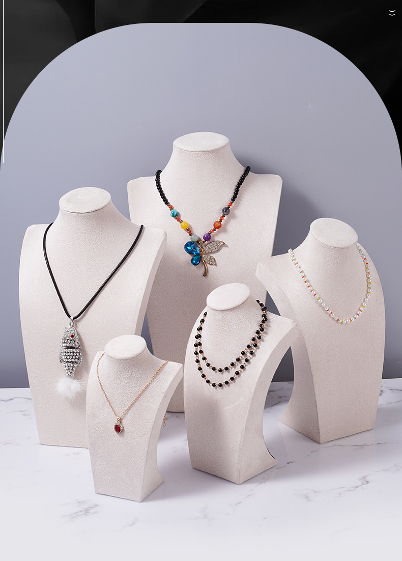 Velvet necklace display stand, portrait model jewelry stand, necklace neck model counter display prop, necklace stand pic 2
