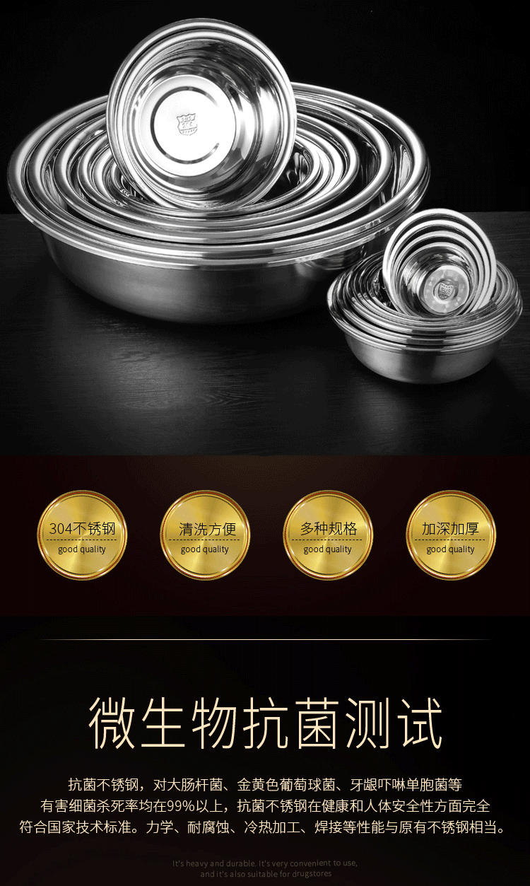食品级304深斗盆圆型大盆洗菜盆大尺寸商用斗盆不锈钢盆反边斗盆详情5