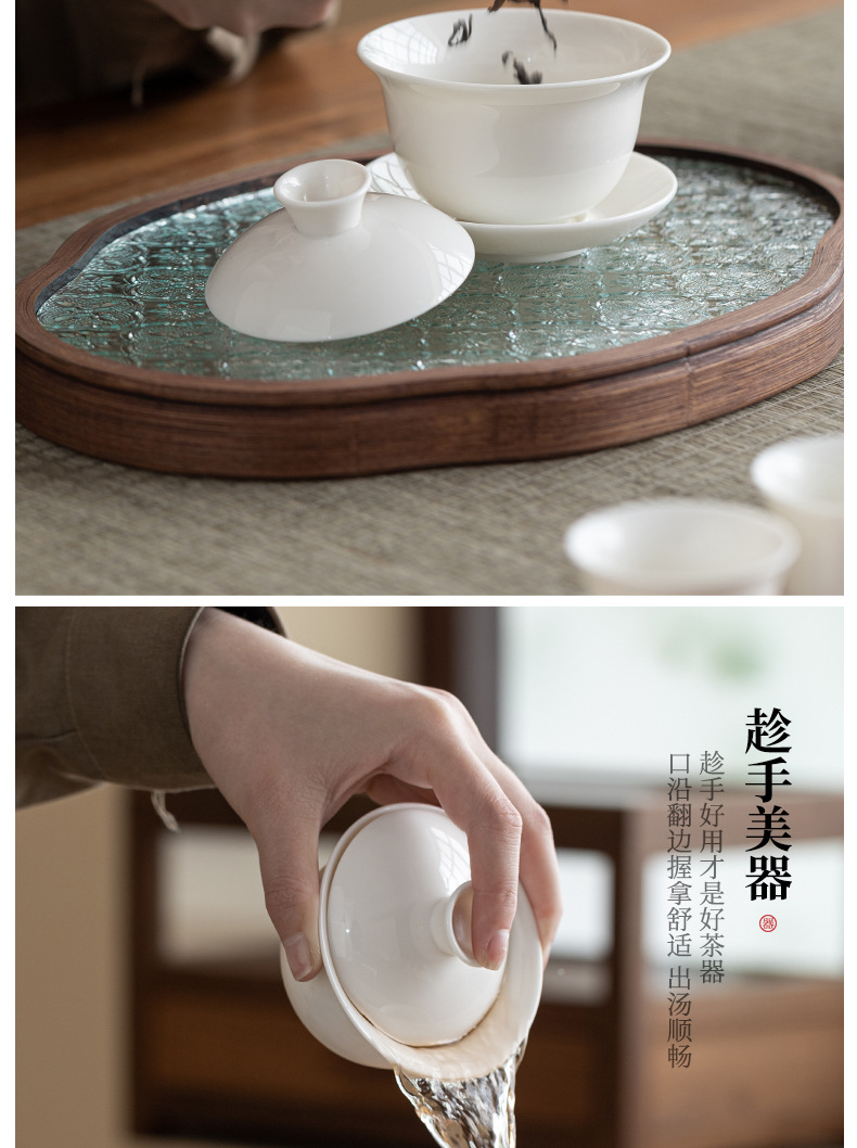 A high-end household Dehua Gongfu tea set gift box set with a printed logo pic 10