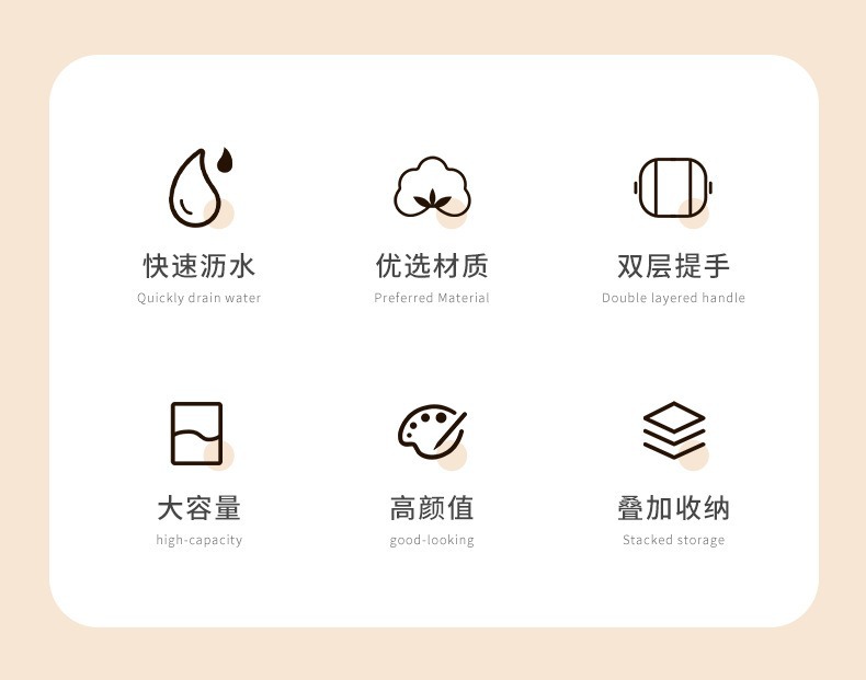 塑料沥水篮厨房用品收纳ins双层洗菜盆沥干篮大容量洗水果洗菜篮详情3