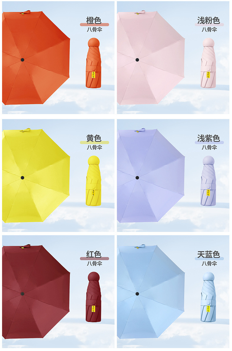 五折黑胶遮阳伞晴雨两用防晒防紫外线太阳伞折叠口袋雨伞广告伞详情22