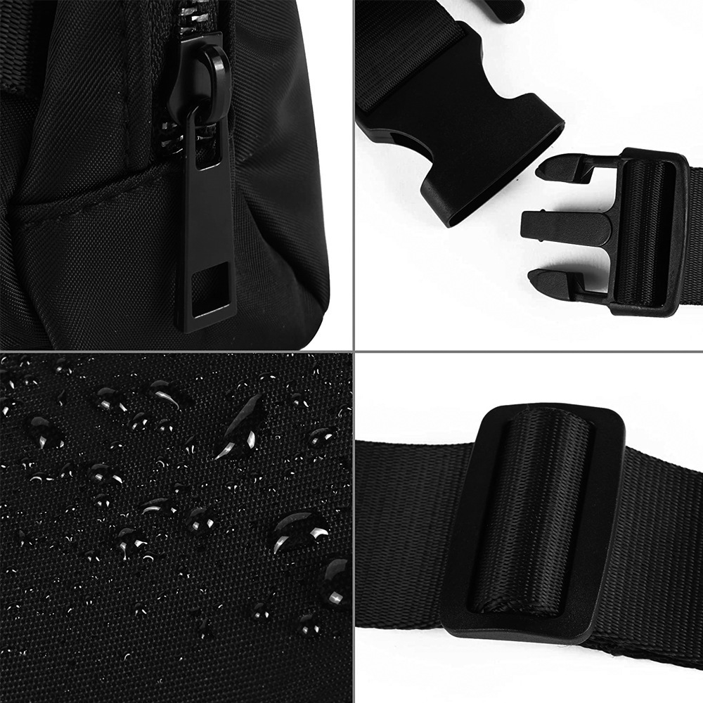 lulu同款男士跑步腰包拉链斜跨包尼龙胸包防水手机包运动腰包详情10