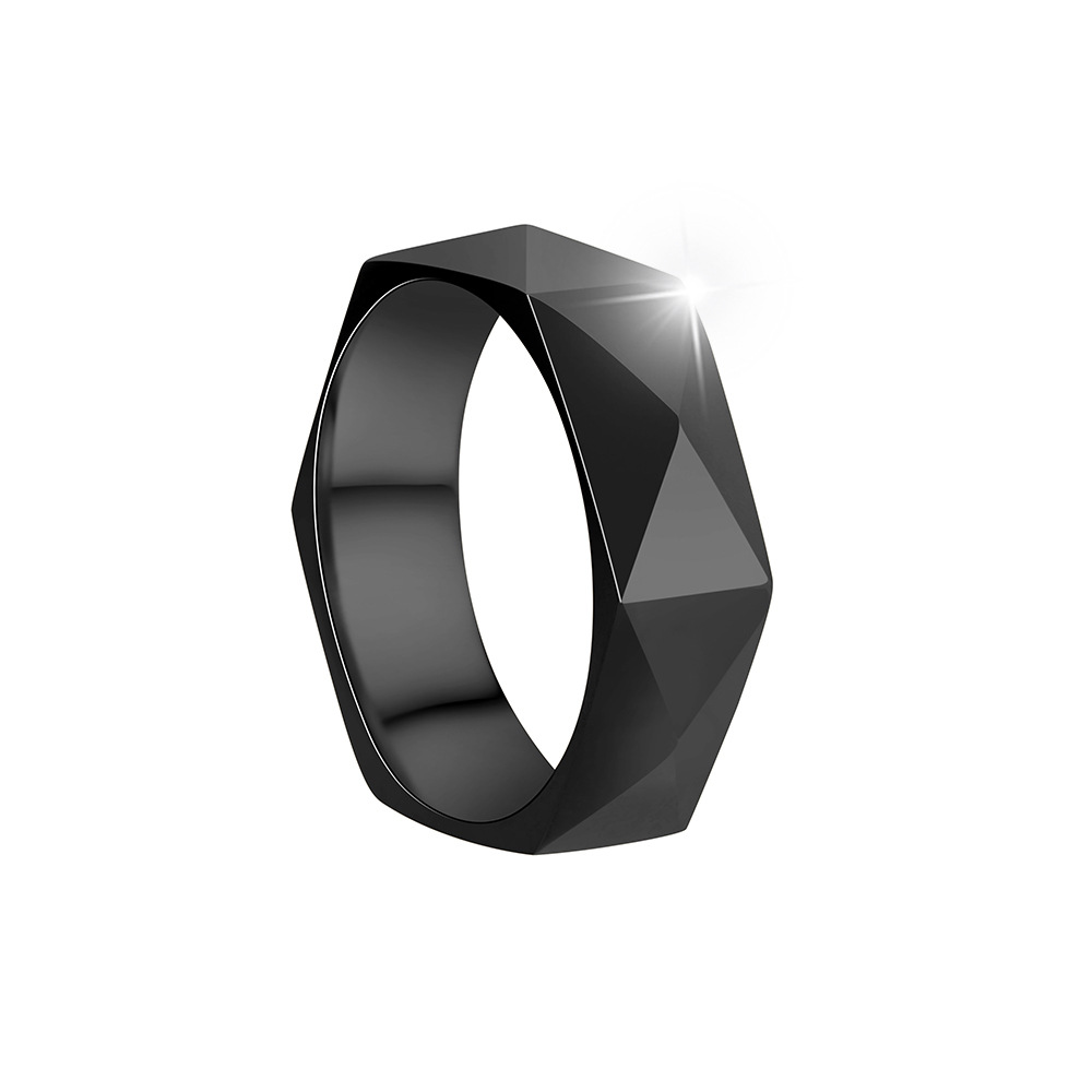 New Amazon cross-border titanium steel ring for men, 6mm diamond-shaped cut ring, simple geometric style ring pic 9