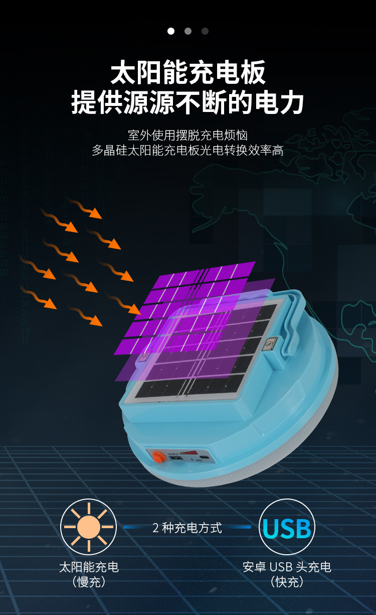 New solar-powered outdoor charging LED flying disc light, outdoor mobile garden light, emergency charging bulb in case of power failure pic 4