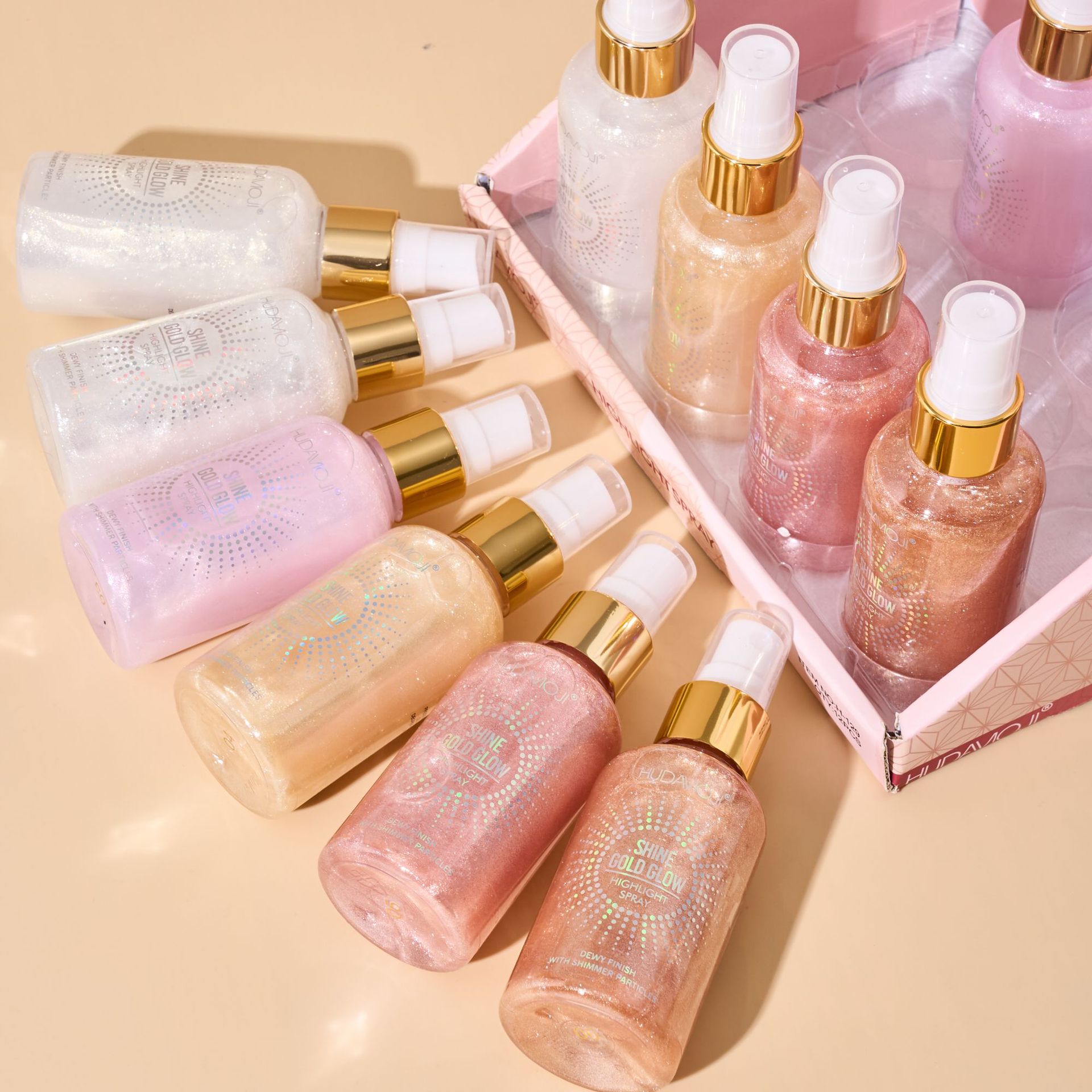 HUDAMOJI Highlight Spray Facial and body brightening Pearlescent Fine Shimmering sand-like Highlight Liquid Cross-border makeup from Europe and America pic 3