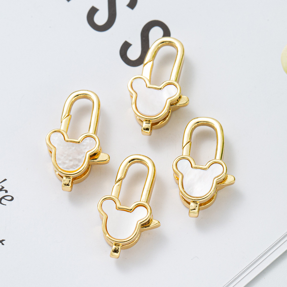 White shell geometric four-leaf clover butterfly Lobster clasp diy necklace bracelet accessory material Decorative clasp End connection clasp pic 10