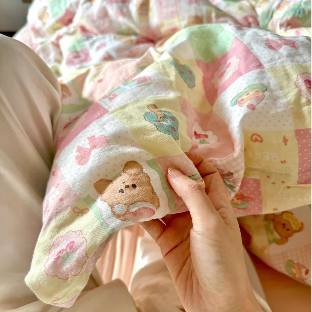 小红书A类全棉有氧双层纱四件套母婴级透气纯棉纱布小清新Kitty猫详情62