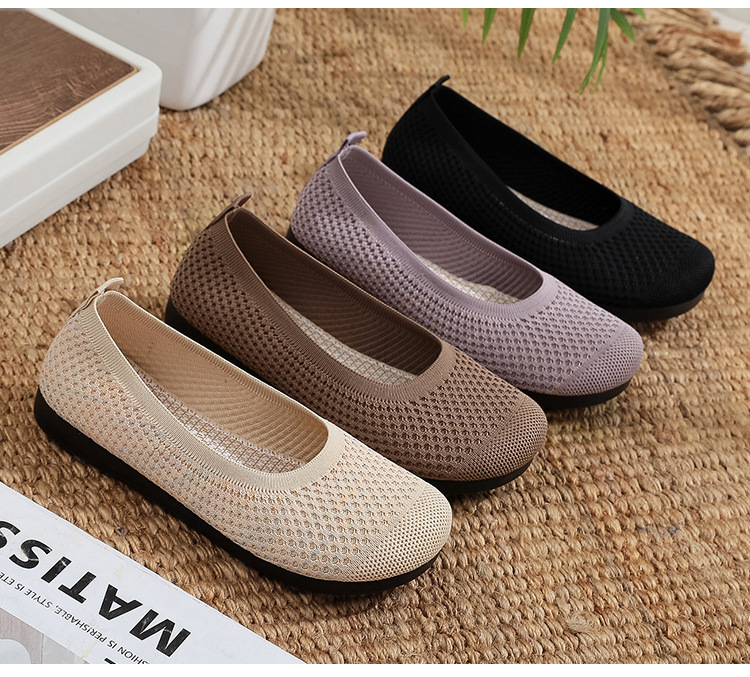 老北京布鞋女夏季飞织网面透气豆豆鞋软底软面妈妈鞋浅口镂空凉鞋详情18