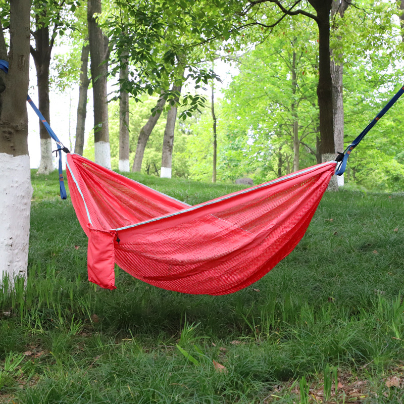 Ice Silk Camping Outdoor Hammock Camping Outdoor Campsite Anti-rolking Color mesh Hammock Summer Hanging Chair swing pic 6