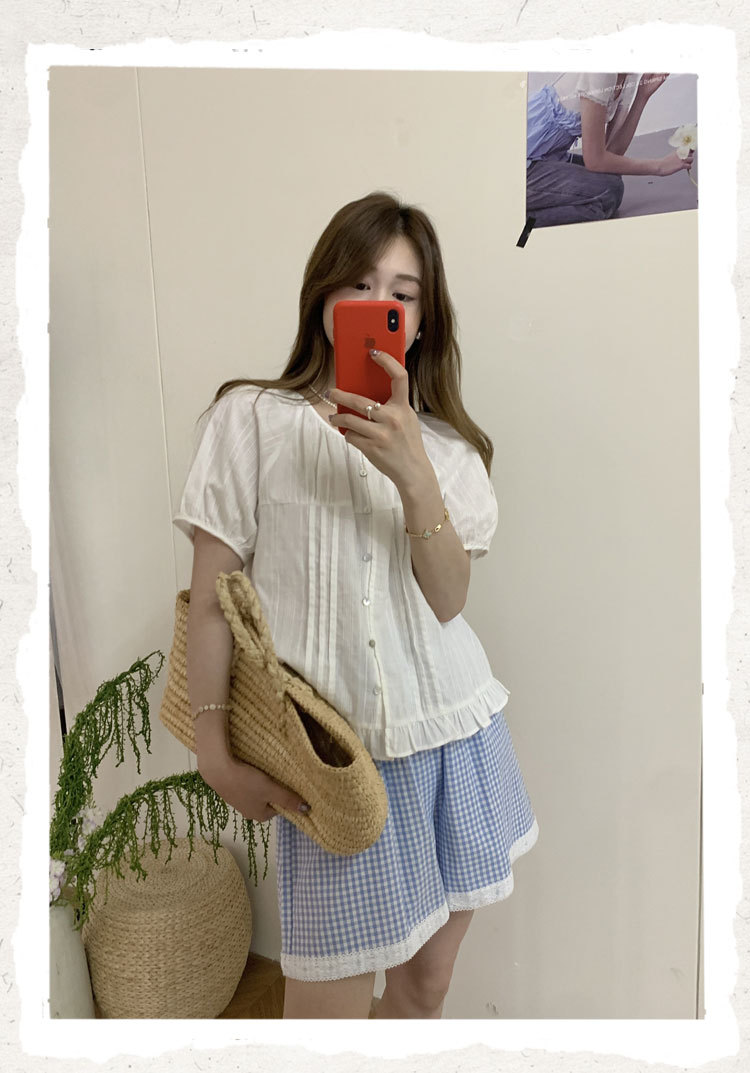 苏珊 法式减龄短袖衬衫女2025新款夏季高级感显瘦小衫上衣TW527详情1