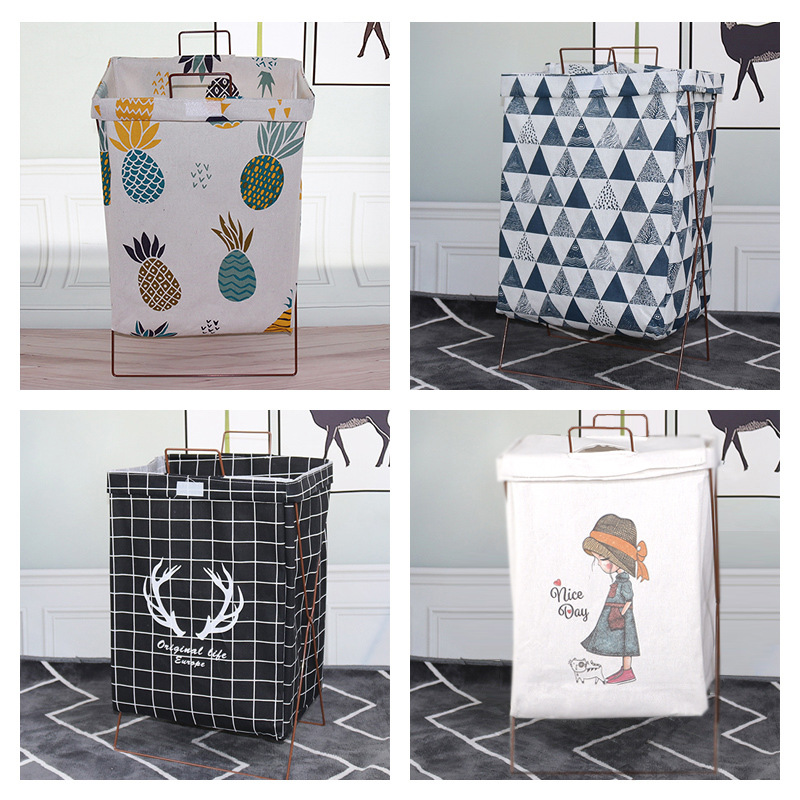 脏衣服收纳筐可折叠大号脏衣篮带提手棉麻布防水防潮收纳筐收纳篮详情3