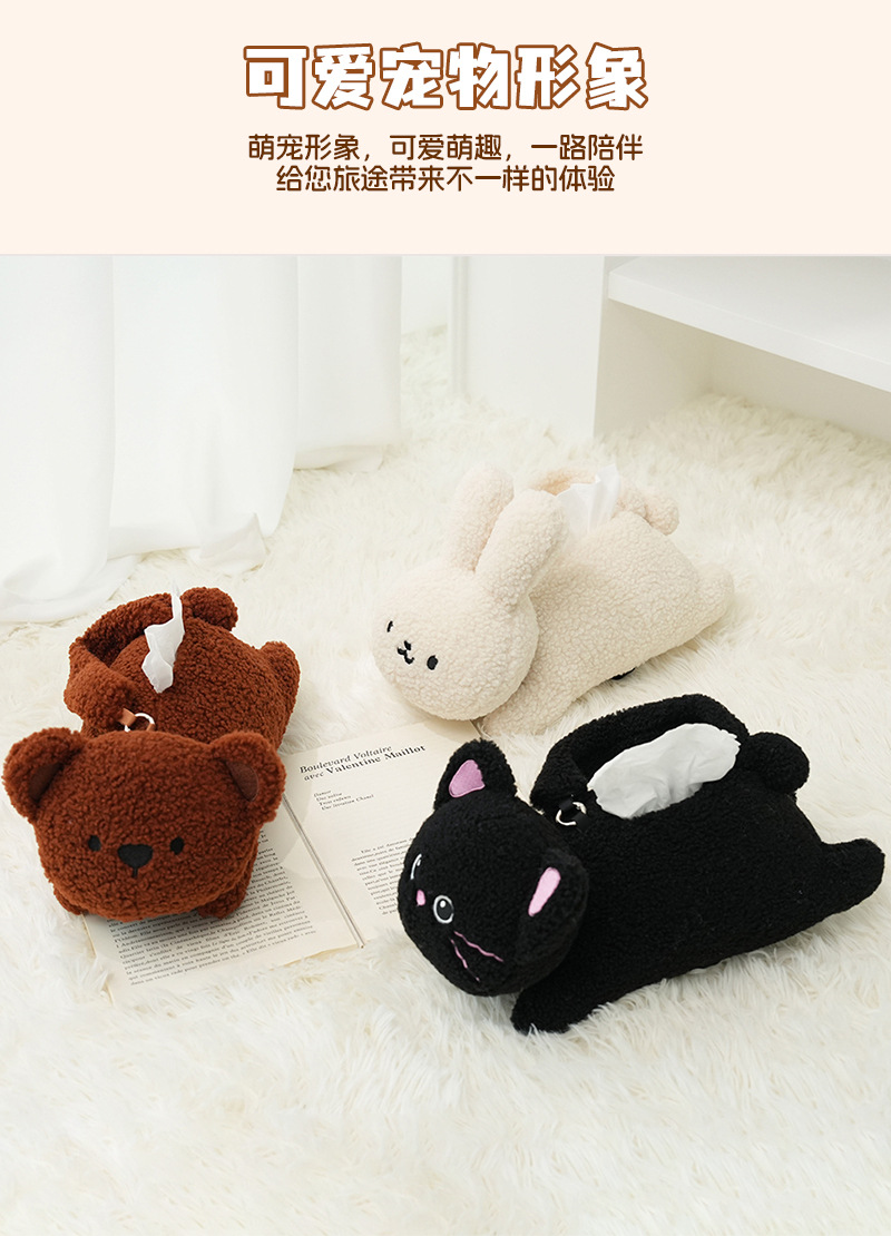 Original cute rabbit tissue box, bedroom and living room desktop decoration, tissue box, creative cartoon multi-functional tissue bag pic 6