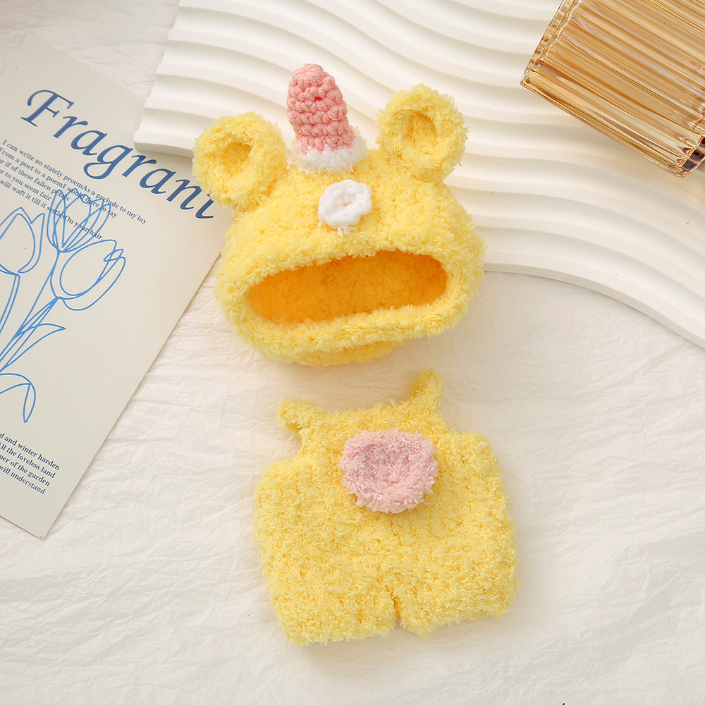 卡通毛茸茸迷你公仔服饰创意手工玩偶小娃衣软糯可爱换装头套配饰详情28