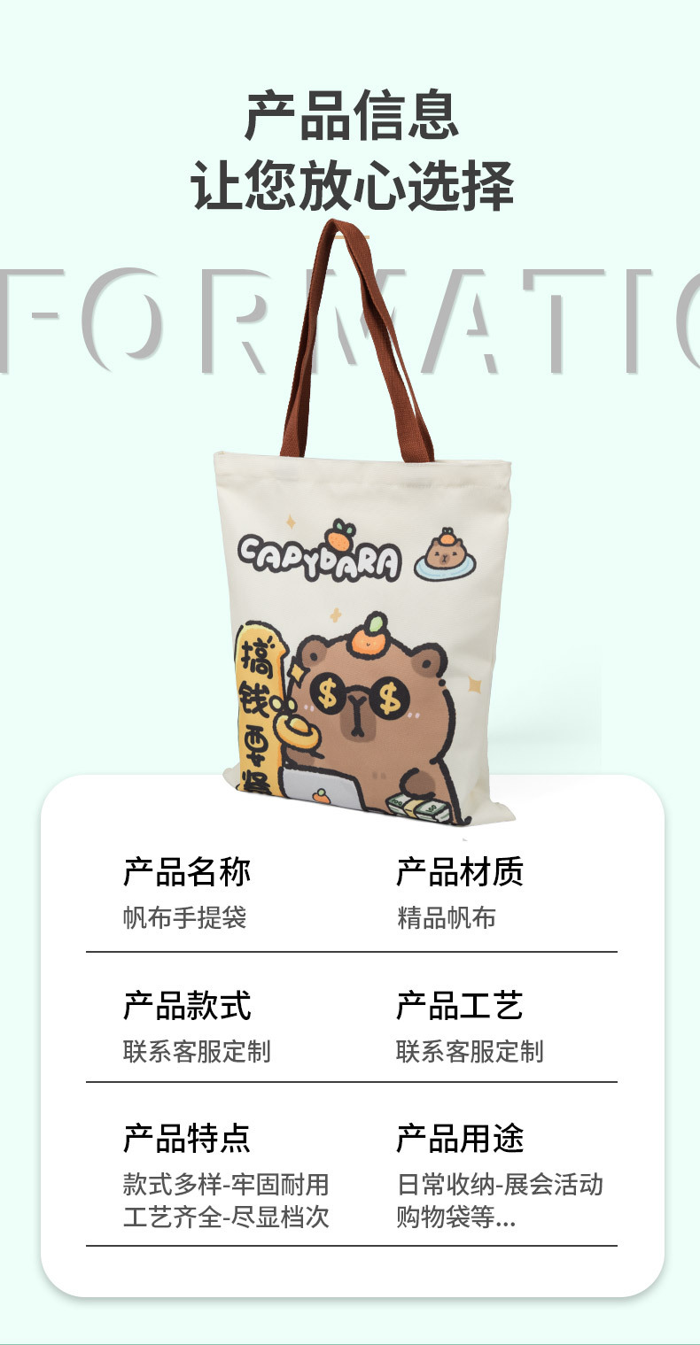 Customized canvas bags, hand-held non-woven bags, large-capacity shopping bags for students, best-selling items on Xiaohongshu, in an ins style pic 8