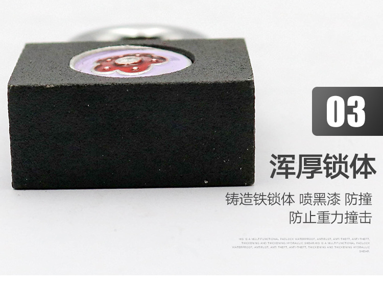 Plum blossom lock, pin padlock, horizontal opening padlock, pin padlock, bath lock head lock, general does not dismount lock, drawer lock pic 4