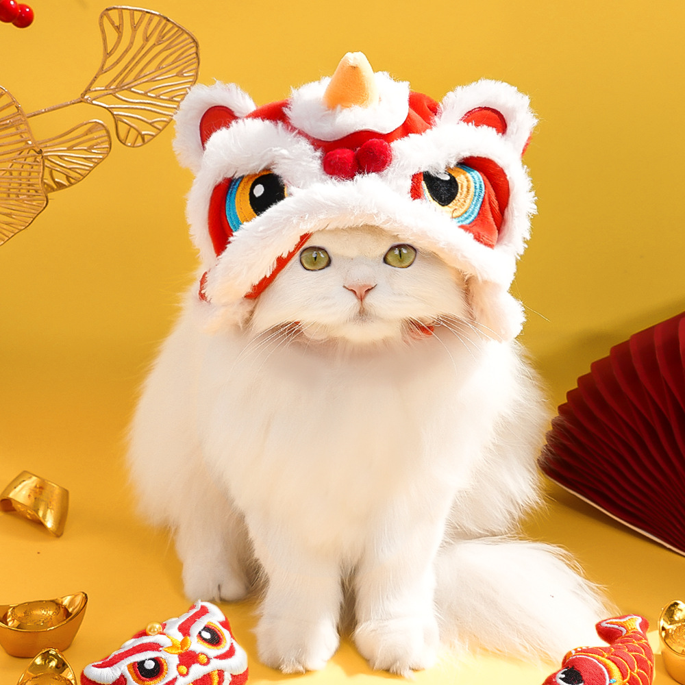 Шапка, собачка, котенок, львиная шапка с новым годом, осенняя и зимняя теплые головные уборы pic 3