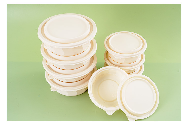 Disposable round box corn starch packing box in stock, degradable food-grade takeout round box, diamond round box lunch box pic 10