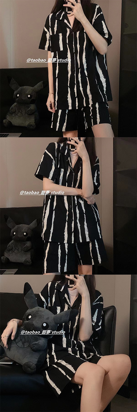 ins Fresh pajama women Summer short sleeves and shorts Korean cardigan plus-size Korean Japanese-style home wear two-piece set pic 47