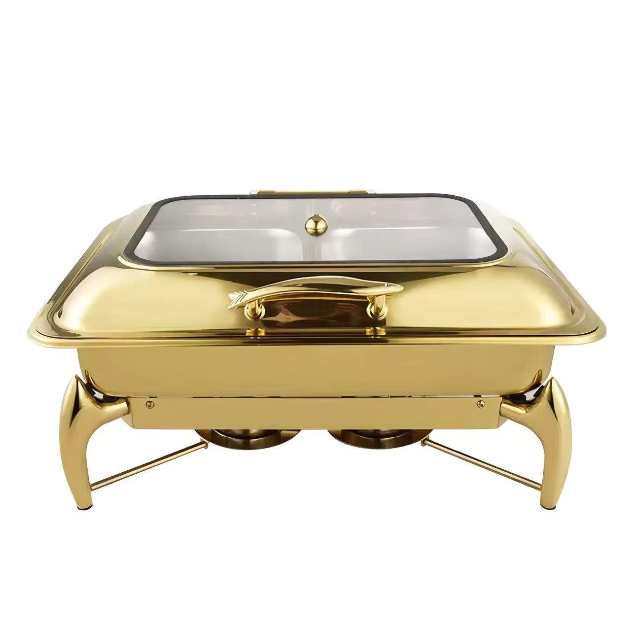 9L gold stainless steel electric hot pot buffet server, hotel restaurant banquet food display stand pic 3