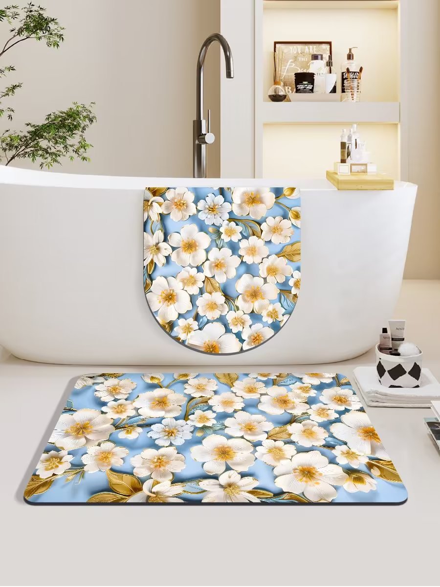 膨胀风3D油画浴室垫家用卫生间进门吸水地垫防滑硅藻泥地垫厕所垫详情16