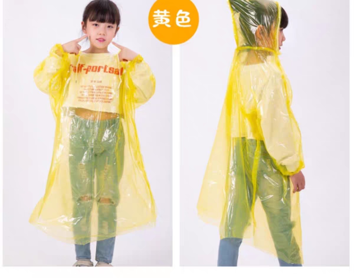 一次性雨衣儿童女加厚男童小学生透明便携可背包女童徒步小孩雨披详情8