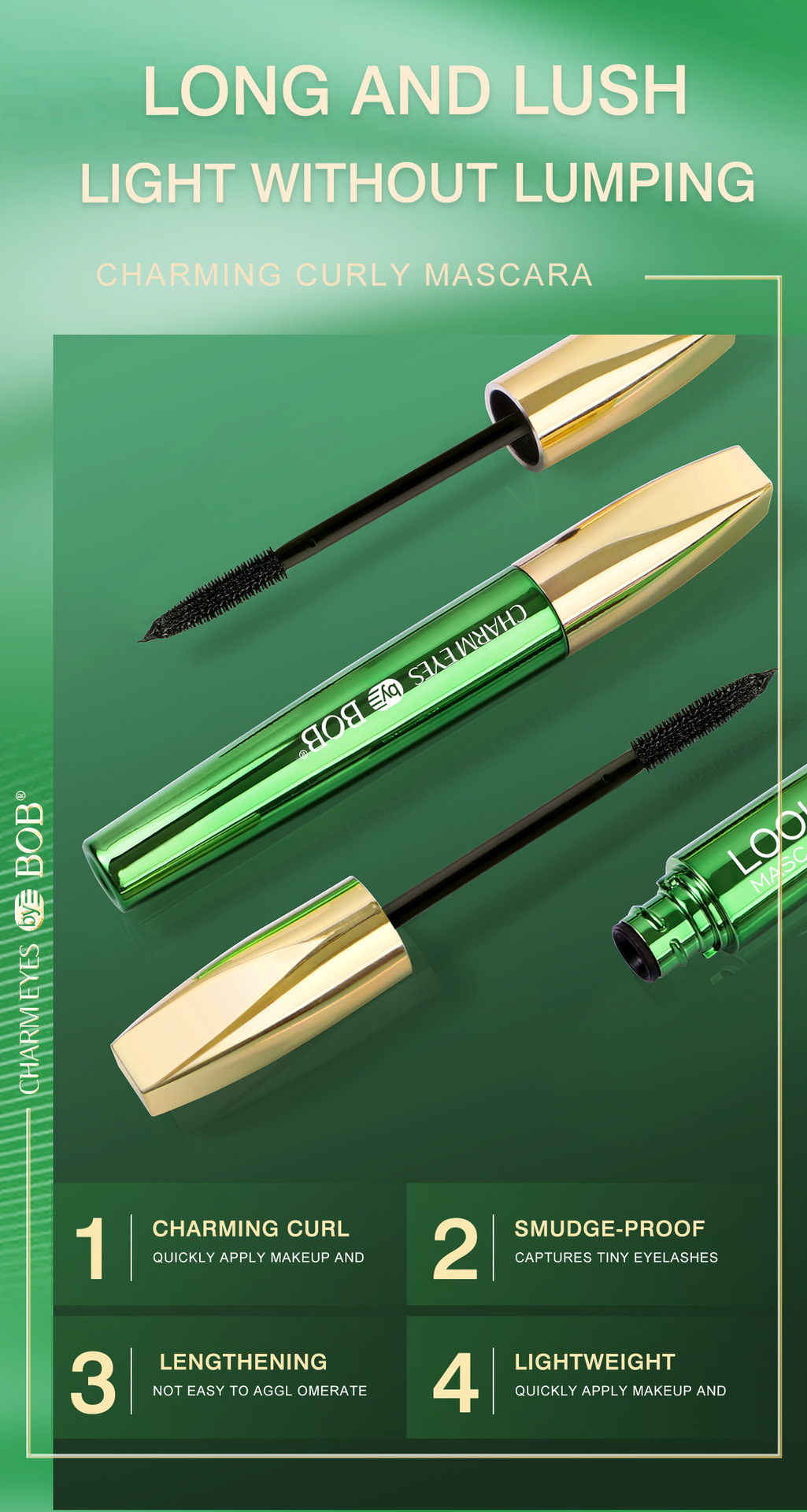 Cross-border exclusive bob Eyelash Mascara is waterproof, sweat-proof, non-staining, thick, curling, quick-drying and shaping for eyelashes as a base pic 8