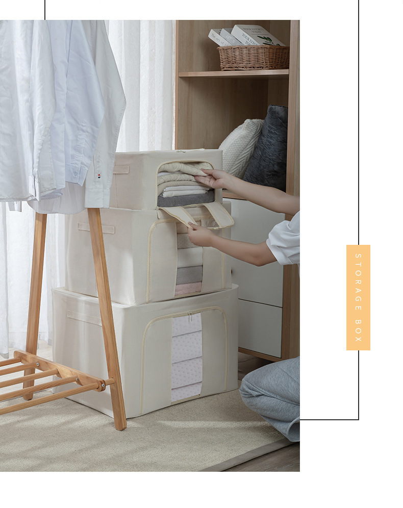 涤棉衣物收纳箱加粗钢架布艺折叠防潮整理箱衣柜衣服收纳衣物专用详情27
