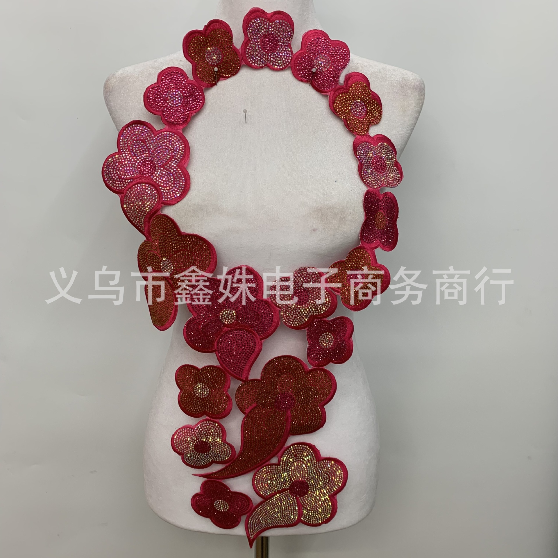 Multi-color adhesive full diamond collar flowers, multi-color large embroidered fabric stickers for stage costumes, opera and animation accessories pic 10