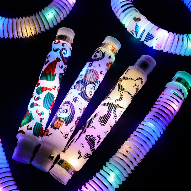 跨境新品减压派对圣诞节印花LED发光管pop tube灯管伸缩管批发详情7