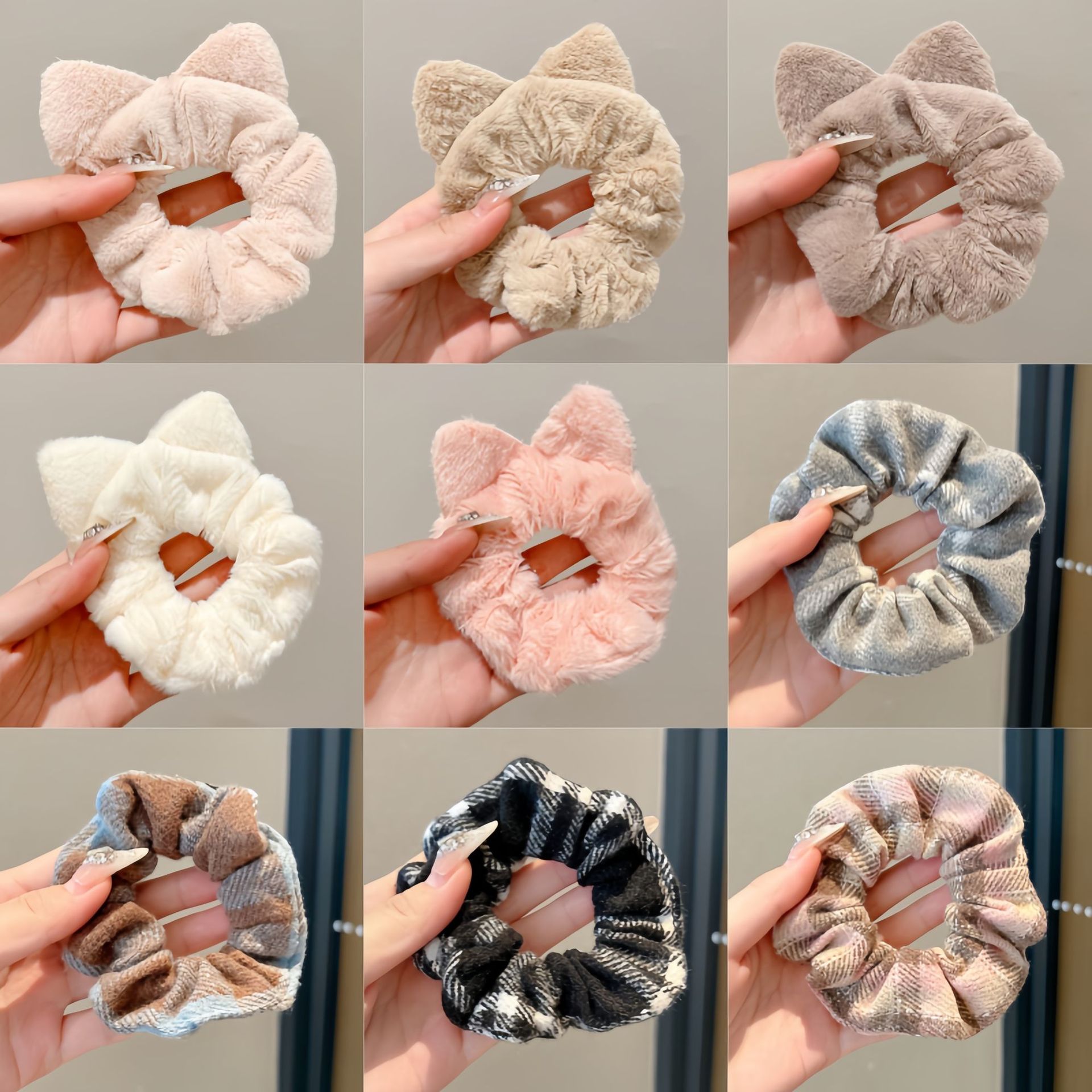 韩版秋冬毛绒大肠发圈女网红猪大肠发绳橡皮筋头饰发饰品头带详情1