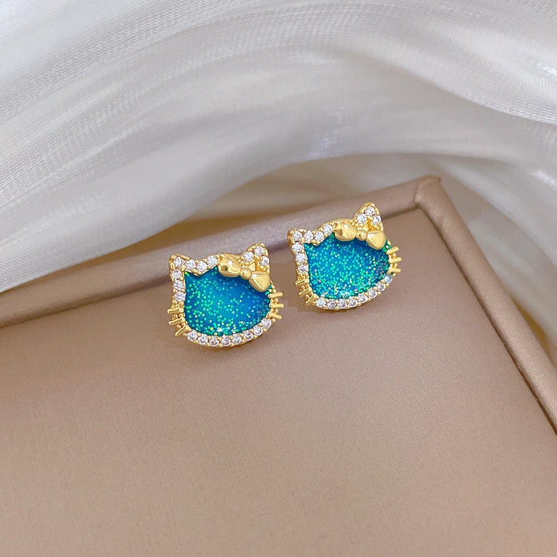 【钛钢】炫彩蝴蝶结猫咪轻奢气质华丽满钻项链女百搭锁骨钛钢链详情15