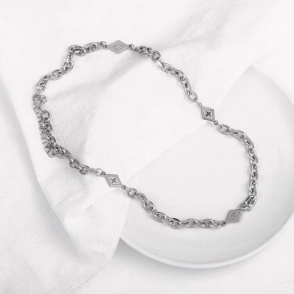 钛钢星芒菱形项链男女百搭潮牌不掉色冷淡风潮嘻哈链子配饰毛衣链详情3