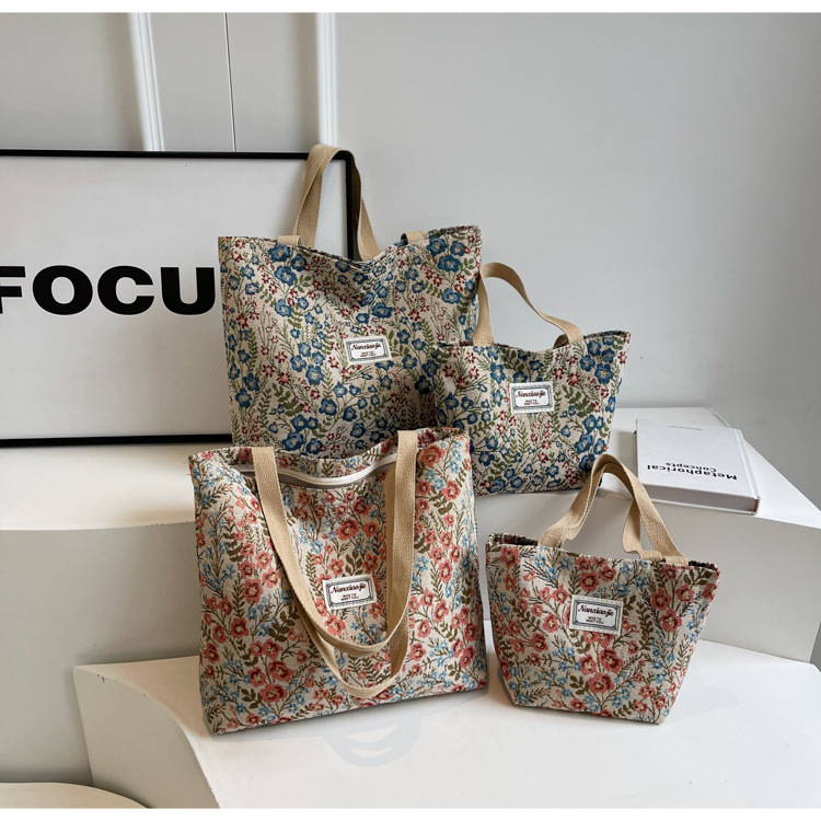 大容量帆布包包2024新款潮时尚百搭单肩手提袋子ins学生上课包女详情8