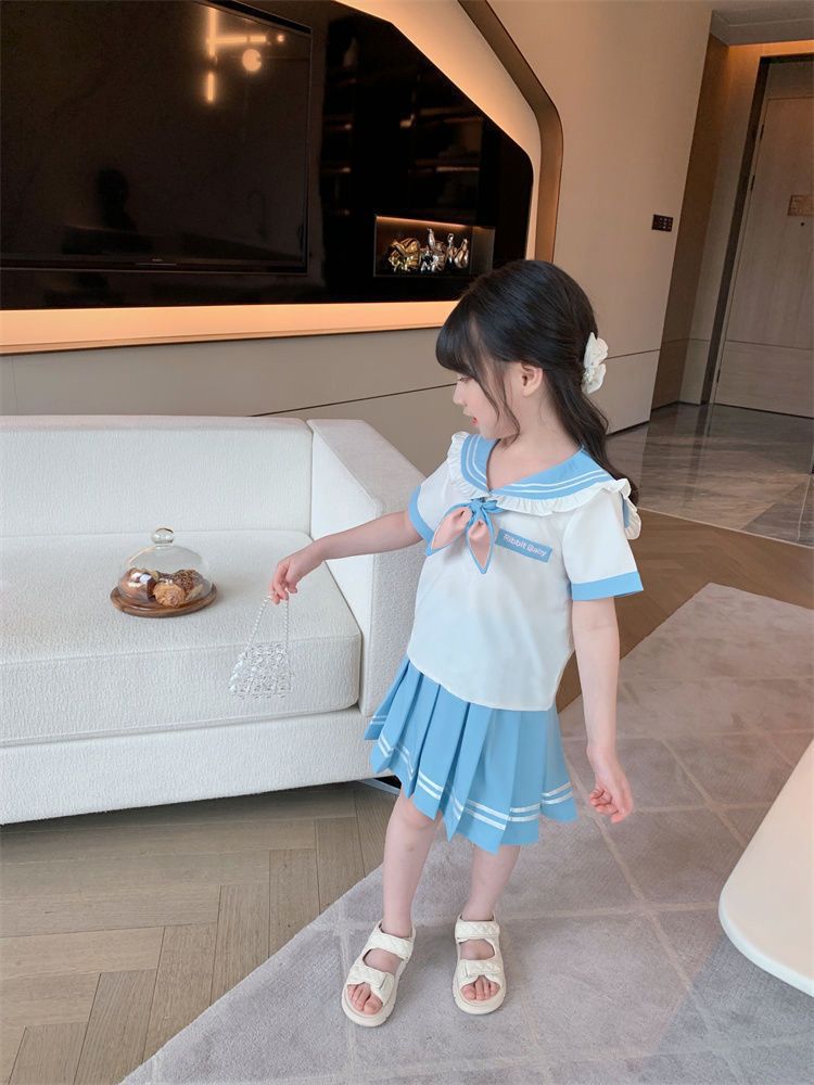 女童学院风套裙夏季儿童JK套装2025新款洋气女孩衬衫百褶裙两件套详情9