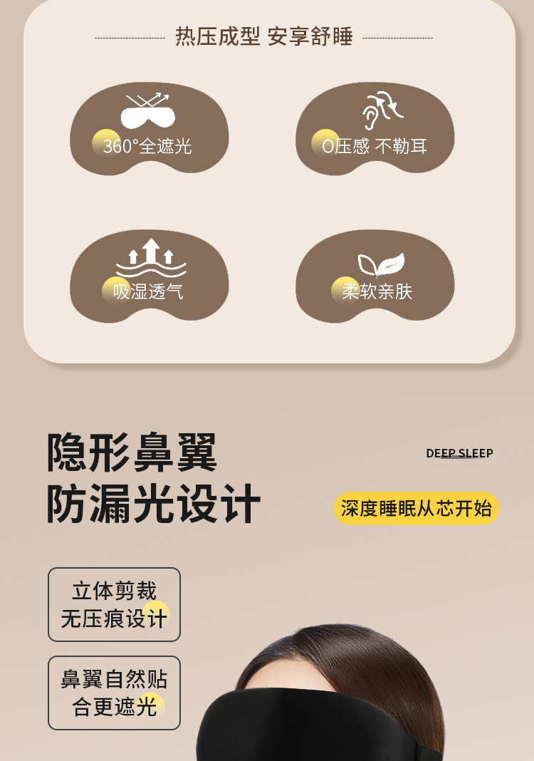 3d立体遮光眼罩舒适不压眼不晕妆居家办公室午休学生深度睡眠午休详情2