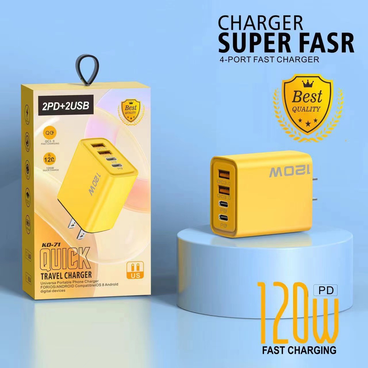 120W fast charging charger with dual USB ports and dual Type-C multi-port PD fast charging heads for US and European standards pic 8