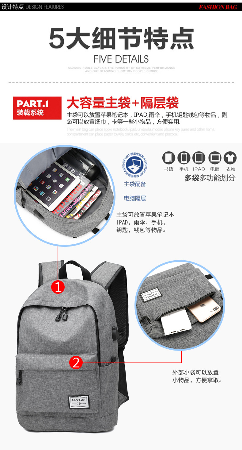 跨境书包小学生大容量简约背包男款2023新款时尚ins风双肩包外贸详情4
