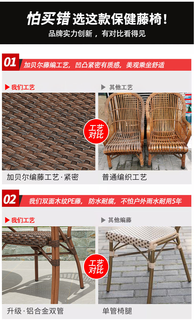 星辰户外藤椅铝合金编藤椅套装室外庭院阳台藤编桌椅家具民宿新中式详情5