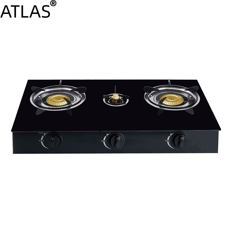 ATLAS European-style three-burner gas stove with tempered glass panel, high-intensity flame stove, liquefied gas household stove, for export only pic 6