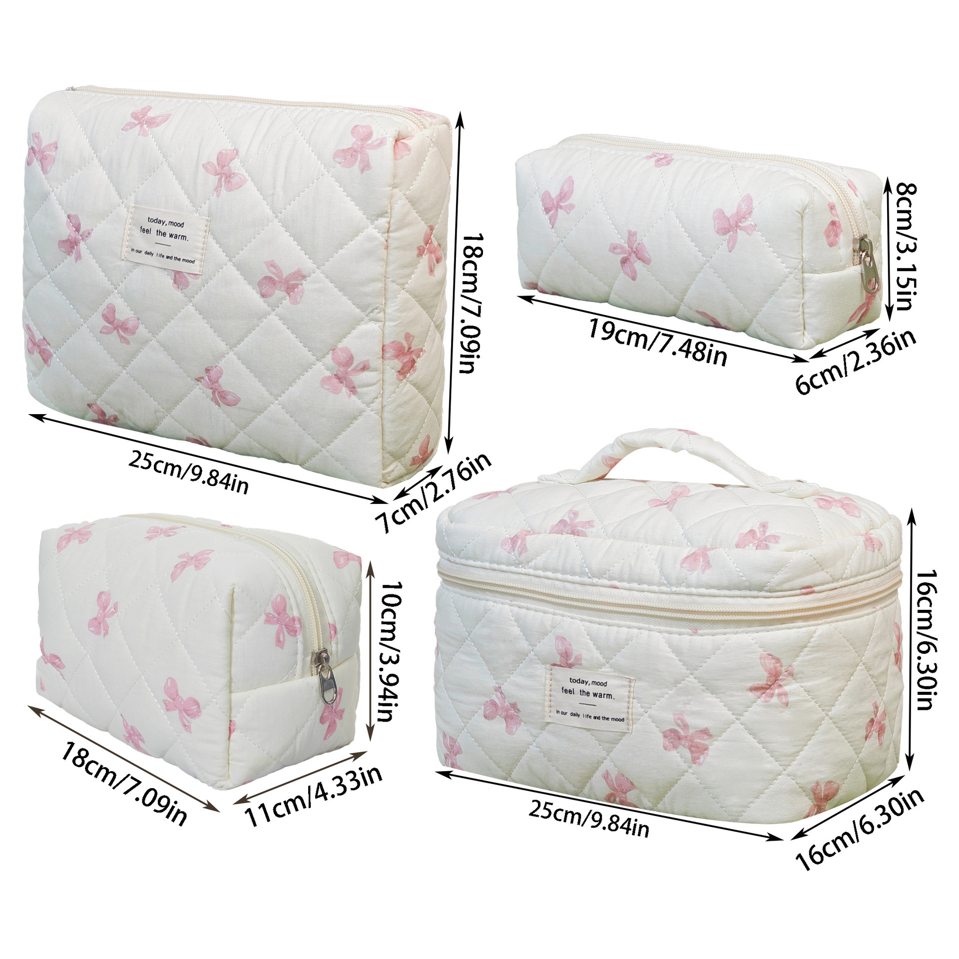 新款手提蝴蝶化妆包大容量绗缝便携收纳袋ins风旅行小物品收纳包详情3