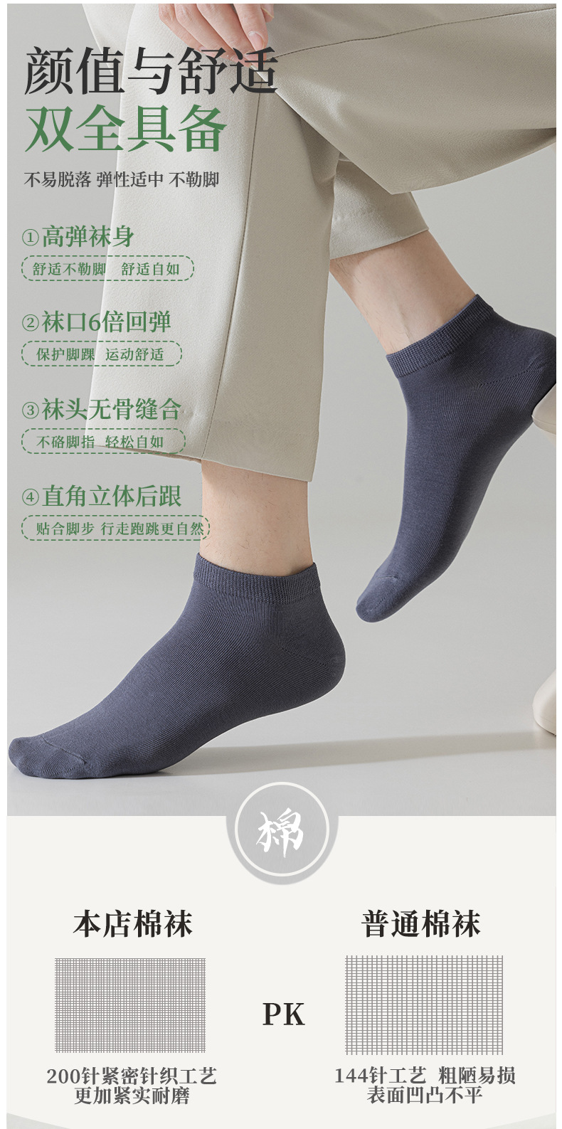 诸暨男士春夏短袜纯色棉袜透气吸汗运动隐形船袜男袜薄款男袜子详情7