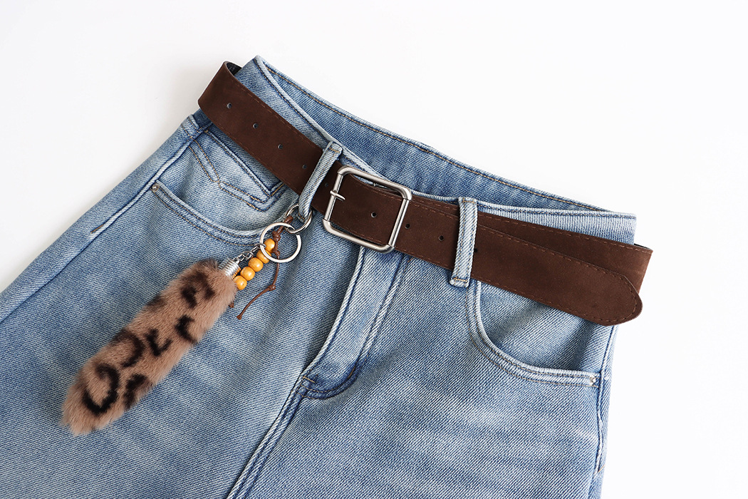 司南修腿型天菜含腰带挂件水洗浅蓝窄版直筒加绒牛仔裤SN8358详情51