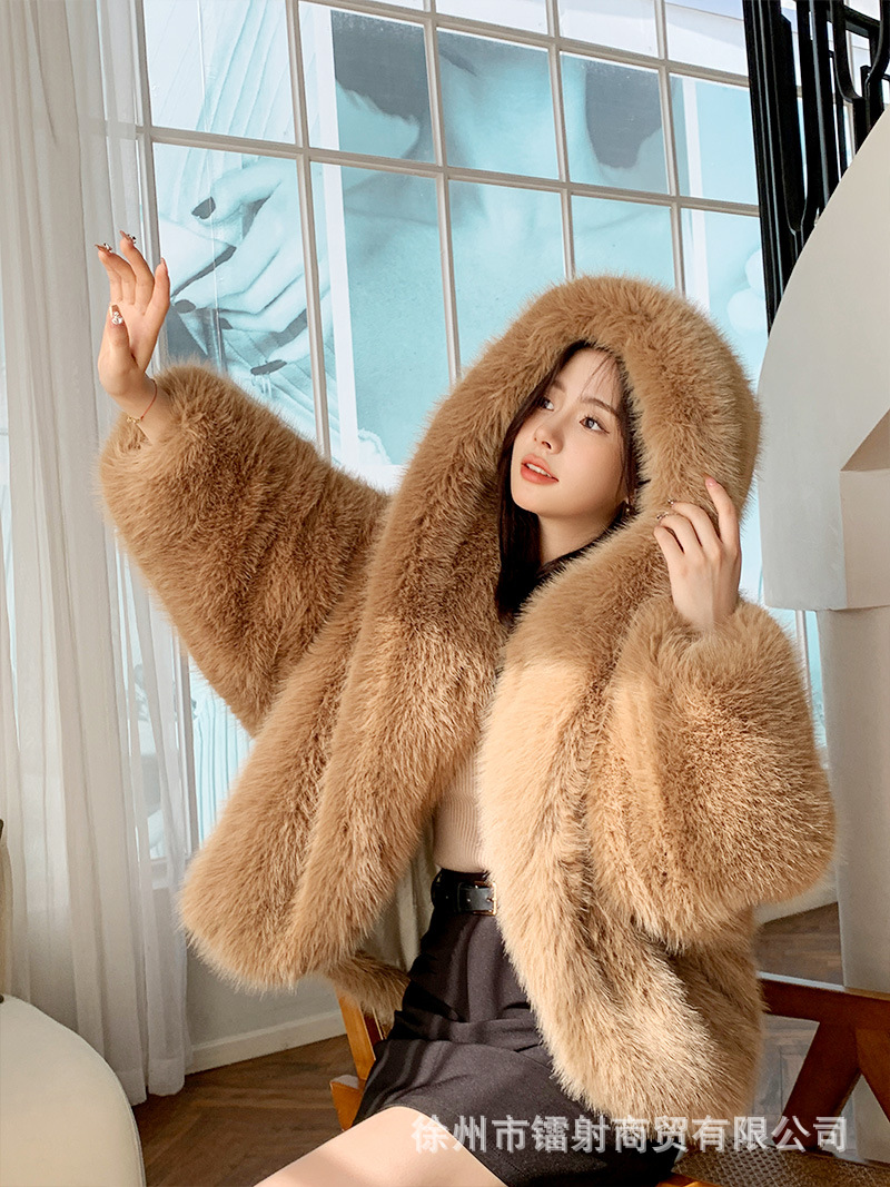 2023新款街头狐狸毛外套女潮人造皮毛秋冬加厚海宁时尚皮草外套女详情13
