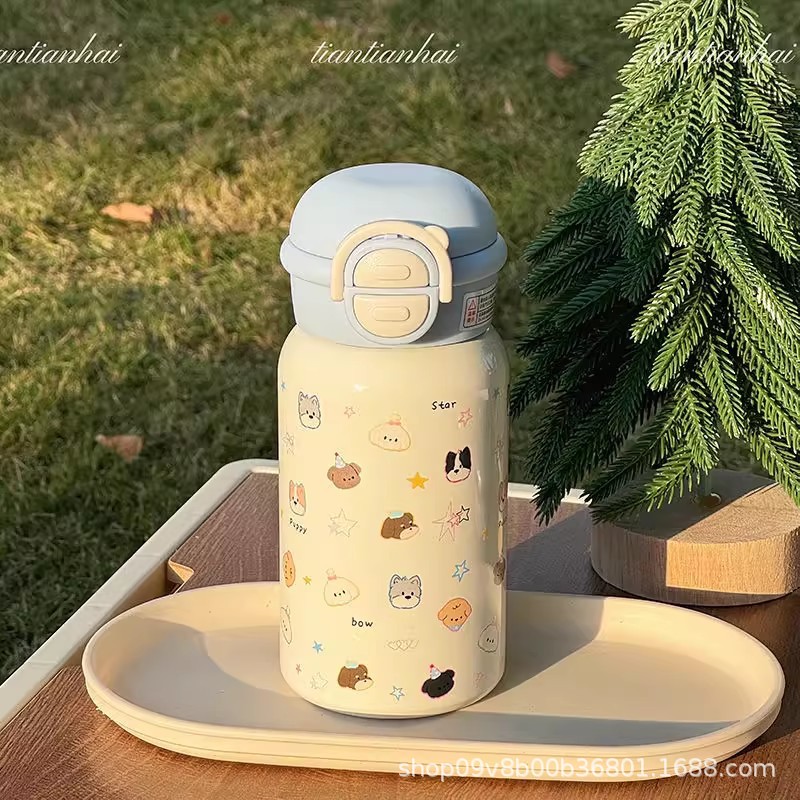 Simple insulated cup for girls with straw, high appearance level, double drinking cup 316 new model, portable for students, stainless steel insulated pic 8