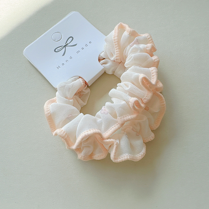 Two flower-patterned fabric ponytail hair bands for a cute and fresh girl, sweet and versatile, with lace small intestine loops and bun hair ties pic 6