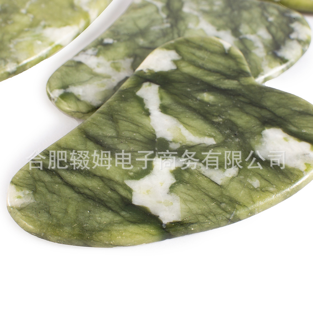 岫岩玉石刮痧板片心形刮痧按摩板面部脸部全身按摩小玉石刮痧片详情14