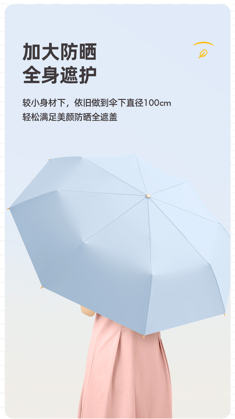 新款手开8骨彩胶实木手柄商务时尚礼品伞加固折叠伞现货一件代发详情25