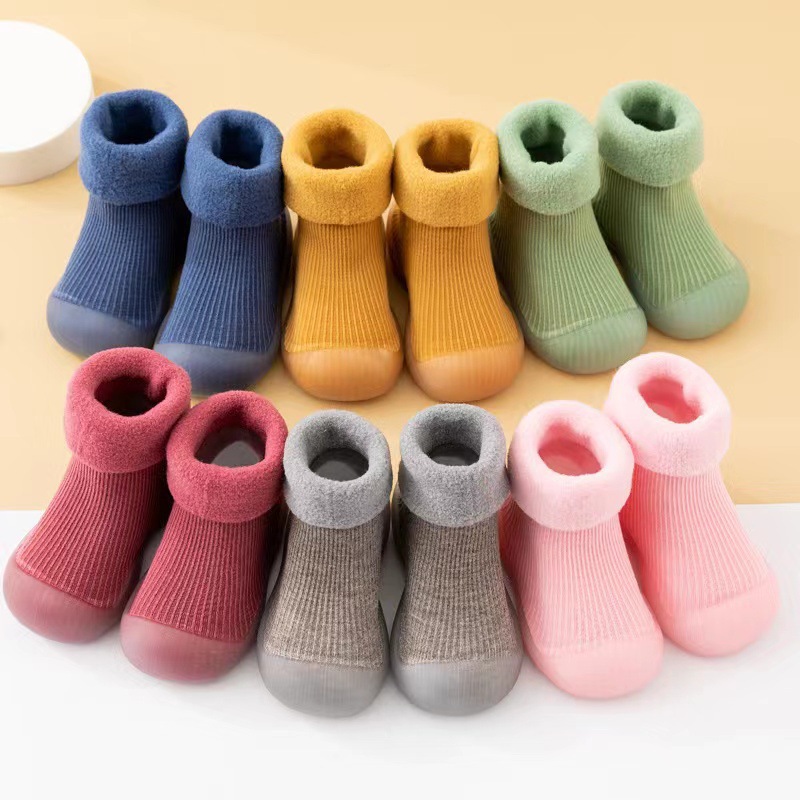 Baby walking shoes for autumn and winter, thickened with fleece, soft-soled and anti-slip, pure cotton floor socks for warmth pic 14