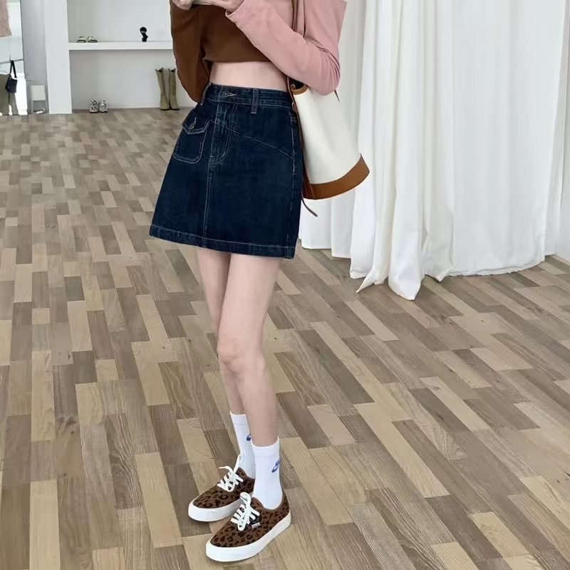 新款半身裙女2023年爆款蓝灰色高腰显瘦a字百搭包臀牛仔裙短裙夏详情6